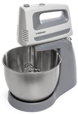 Міксер із чашею Eisen HHM-403, White/Grey, 400W, 5 швидкостей, чаша 3л з нерж сталі БЕЗ обертання, вінчики та гаки для тіста