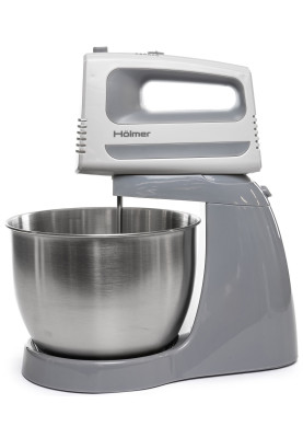 Міксер із чашею Eisen HHM-403, White/Grey, 400W, 5 швидкостей, чаша 3л з нерж сталі БЕЗ обертання, вінчики та гаки для тіста