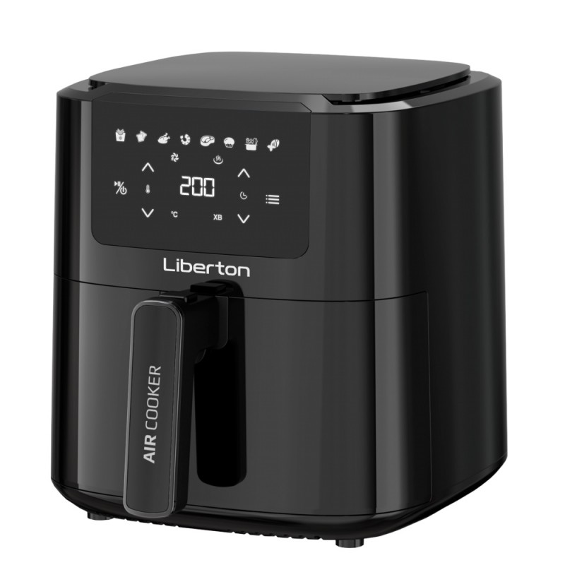 Мультипіч Liberton LAF-3201, Black, 1500W, 5л, 8 програм, керування сенсорне, таймер, автовідключення, антипригарне покриття чаші, 80-200 ˚C, тримач для тостів, щипці для іжі, щітка для олії