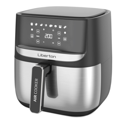 Мультипіч Liberton LAF-3202, Black/Inox, 1700W, 6л, 8 програм, керування сенсорне, таймер, автовідключення, антипригарне покриття чаші, 80-200 ˚C, тримач для тостів, щипці для іжі, щітка для олії