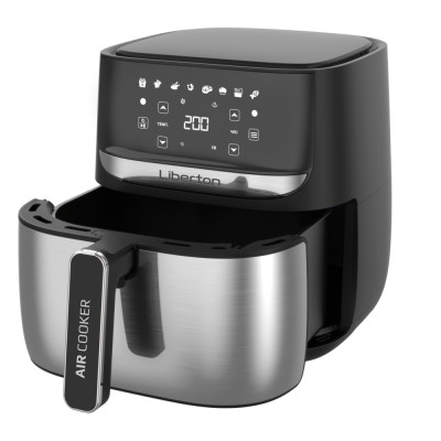 Мультипіч Liberton LAF-3202, Black/Inox, 1700W, 6л, 8 програм, керування сенсорне, таймер, автовідключення, антипригарне покриття чаші, 80-200 ˚C, тримач для тостів, щипці для іжі, щітка для олії