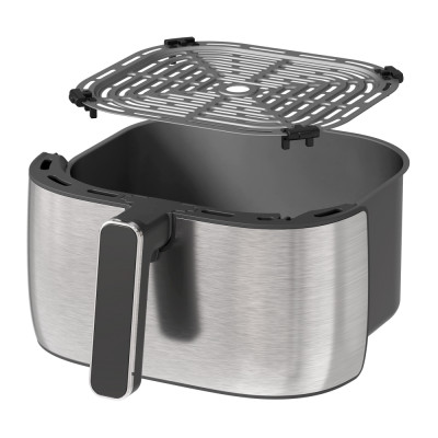 Мультипіч Liberton LAF-3202, Black/Inox, 1700W, 6л, 8 програм, керування сенсорне, таймер, автовідключення, антипригарне покриття чаші, 80-200 ˚C, тримач для тостів, щипці для іжі, щітка для олії