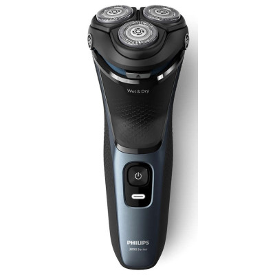 Електробритва Philips S3144/00, Black, роторна, сухе/вологе гоління, 3 головки 5D Pivot & Flex, чищення під струменем води, леза PowerCut, тример, робота від акумулятора (60хв) / мережі, захисна кришка в комплекті