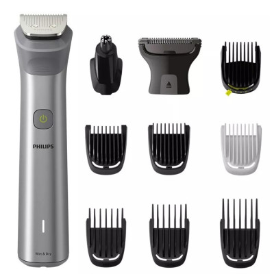 Тример Philips MG5930/15, Silver, для бороди, тіла та голови, 11 насадок, 0.5-16мм, живлення акумулятор(120хв) / мережа, індикатор зарядки, водонепроникний, в комплекті м'який футляр