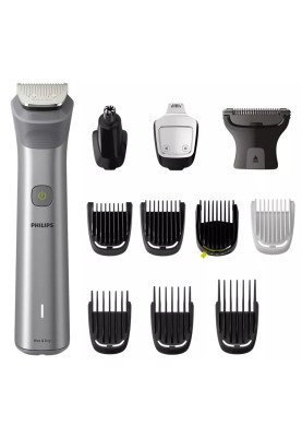 Тример Philips MG5940/15, Silver, для бороди, тіла та голови, 12 насадок, 0.5-16мм, живлення акумулятор(120хв) / мережа, індикатор зарядки, водонепроникний, в комплекті м'який футляр
