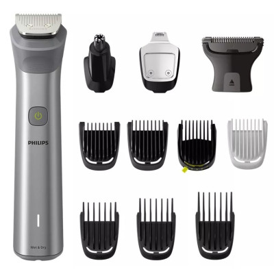 Тример Philips MG5940/15, Silver, для бороди, тіла та голови, 12 насадок, 0.5-16мм, живлення акумулятор(120хв) / мережа, індикатор зарядки, водонепроникний, в комплекті м'який футляр
