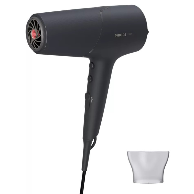 Фен Philips BHD504/00, Black, 2100W, 2 швидкостей, 3 режими, подвійна іонізація, концентратор, технологія ThermoShield, DC двигун