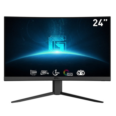 Монітор вигнутий 23.6" MSI G24C4 E2, Black, WLED, VA, 1920x1080 (16:9), 1 мс, 180 Гц, 250 кд/м², 3000:1, 1500R, 178°/178°, DP/2xHDMI, VESA 100x100 мм, Adaptive Sync
