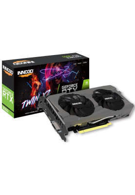 Відеокарта GeForce RTX 3050, Inno3D, TWIN X2, 8Gb GDDR6, 128-bit, DVI/HDMI/DP, 1777/14000 MHz, 6-pin (N30502-08D6-1711VA41)