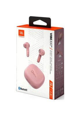 Навушники JBL Vibe 300 TWS, Pink, Bluetooth, мікрофон, чохол з функцією зарядки (JBLV300TWSPIKEU)