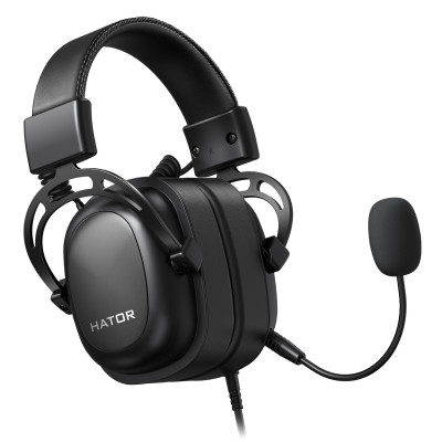 Навушники Hator Hypergang 2, Black, 3.5 мм, мікрофон, динаміки 53 мм з неодимовим магнітом, 64 Ом, 110 дБ, 1 м + 1.5 м (HTA-910)