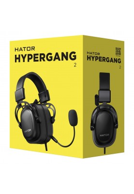 Навушники Hator Hypergang 2, Black, 3.5 мм, мікрофон, динаміки 53 мм з неодимовим магнітом, 64 Ом, 110 дБ, 1 м + 1.5 м (HTA-910)