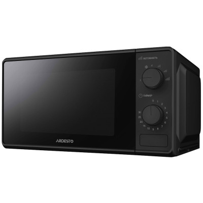 Мікрохвильова піч Ardesto GO-S724B, Black, 700W, 20 л, звичайна (соло), 6 рівнів потужності, керування механічне, відкриття кнопкою, таймер
