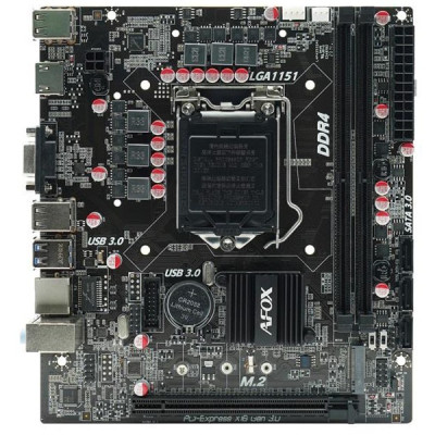 Мат.плата 1151 (B250) AFOX IB250-MA4-V2, B250, 2xDDR4, Int.Video(CPU), 3xSATA3, 1xM.2, 1xPCI-E 3.0 x16, ALC662, RTL8111, 4xUSB3.0/4xUSB2.0, VGA/HDMI, MicroATX