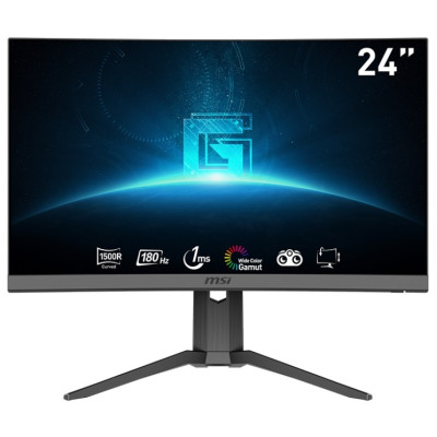 Монітор вигнутий 23.8" MSI G24C6P E2, Black, WLED, VA, 1920x1080 (16:9), 1 мс, 180 Гц, 250 кд/м², 3000:1, 1500R, 178°/178°, 2xHDMI/DP, VESA 100x100 мм, Adaptive Sync