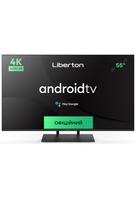 Телевізор 55" Liberton LTV-55U01AT  UltraHD 3840x2160 60Hz, Smart TV, DVB-T2, HDMI, USB, VESA 200x200