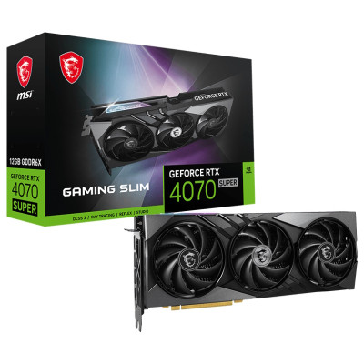 Відеокарта GeForce RTX 4070 SUPER, MSI, GAMING X SLIM, 12Gb GDDR6X, 192-bit, HDMI/3xDP, 2655/21000 MHz, 16-pin (RTX 4070 SUPER 12G GAMING X SLIM)