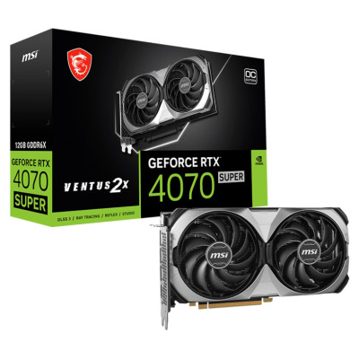 Відеокарта GeForce RTX 4070 SUPER, MSI, VENTUS 2X OC, 12Gb GDDR6X, 192-bit, HDMI/3xDP, 2520/21000 MHz, 16-pin (RTX 4070 SUPER 12G VENTUS 2X OC)