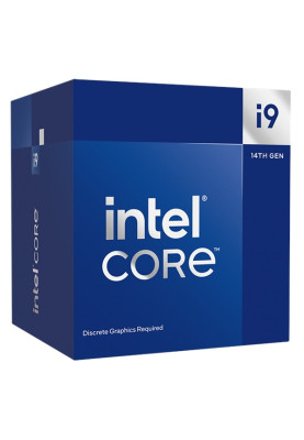 Процесор Intel Core i9 (LGA1700) i9-14900F, Box, 24x2.0 GHz (Turbo Boost 5.8 GHz, 32 потоки), L3 36Mb Smart Cache, Raptor Lake, 7 nm, TDP 65 Вт (BX8071514900F)