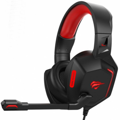 Навушники Havit HV-H657d Black/Red, mini jack 3,5 mm x 2, 32 Ом, кабель 2.2 м, підсвічування
