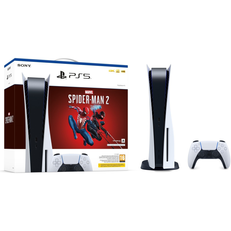 Ігрова приставка Sony PlayStation 5, White, з Blu-ray приводом + Marvel's Spider-Man 2 (код активації PS Store)