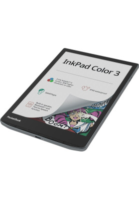 Електронна книга 7.8" PocketBook 743K "InkPad 3 Color", Stormy Sea, WiFi / Bluetooth, 1872x1404 (E Ink Kaleido Plus), 1Gb/32Gb, сенсорний екран, 300 DPI, сенсорна панель, підсвічування екрану SMARTlight, 2900 mAh, USB Type-C (PB743K3-1-CIS)