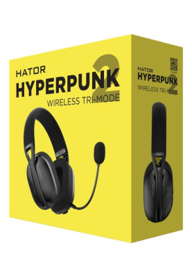 Навушники бездротові Hator Hyperpunk 2 Tri-mode, Black, Bluetooth / USB 2.4GHz, мікрофон, динаміки 40 мм з неодимовим магнітом, 600 mAh (HTA-855)