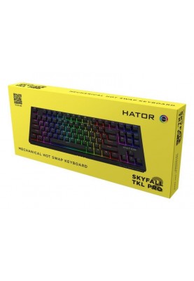 Клавіатура Hator Skyfall 2 TKL PRO, Black, USB, механічна (перемикачі Aurum Orange), 87 кнопок, RGB підсвічування з індивідуальним налаштуванням кожної кнопки (HTK-750)