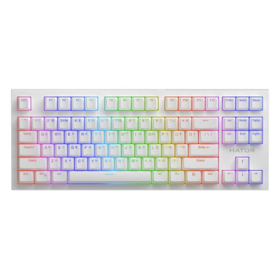 Клавіатура Hator Skyfall 2 TKL PRO, White, USB, механічна (перемикачі Aurum Orange), 87 кнопок, RGB підсвічування з індивідуальним налаштуванням кожної кнопки (HTK-751)
