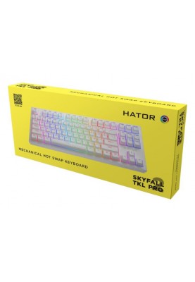Клавіатура Hator Skyfall 2 TKL PRO, White, USB, механічна (перемикачі Aurum Orange), 87 кнопок, RGB підсвічування з індивідуальним налаштуванням кожної кнопки (HTK-751)