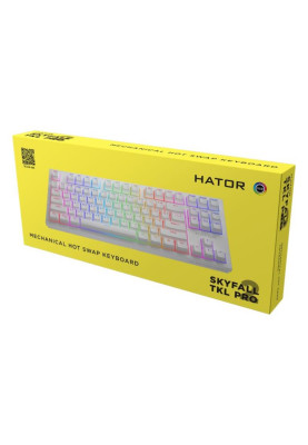 Клавіатура Hator Skyfall 2 TKL PRO, White, USB, механічна (перемикачі Aurum Orange), 87 кнопок, RGB підсвічування з індивідуальним налаштуванням кожної кнопки (HTK-751)