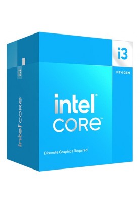 Процесор Intel Core i3 (LGA1700) i3-14100F, Box, 4x3.5 GHz (Turbo Boost 4.7 GHz, 8 потоков), L3 12Mb Smart Cache, Raptor Lake, 7 nm, TDP 60 Вт (BX8071514100F)