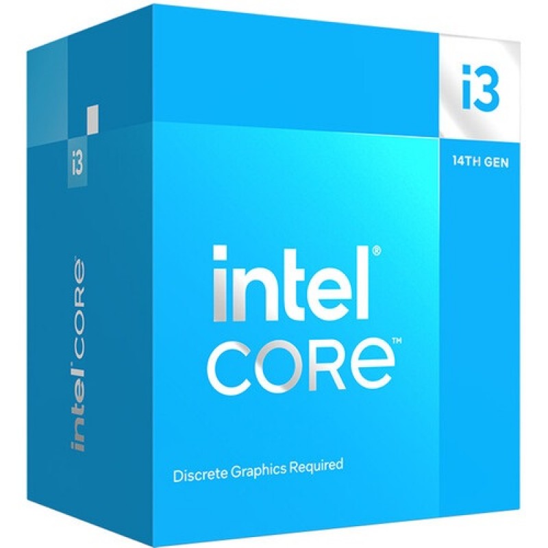 Процесор Intel Core i3 (LGA1700) i3-14100F, Box, 4x3.5 GHz (Turbo Boost 4.7 GHz, 8 потоков), L3 12Mb Smart Cache, Raptor Lake, 7 nm, TDP 60 Вт (BX8071514100F)