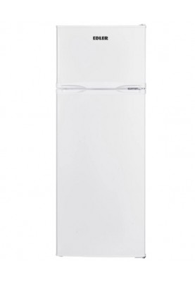 Холодильник Edler ED-285DFN, White, двокамерний, з верхньою мор. камерою, загальний об'єм 209L, корисний об'єм 169L/40L, механічне керування, A+, 143x55x55см