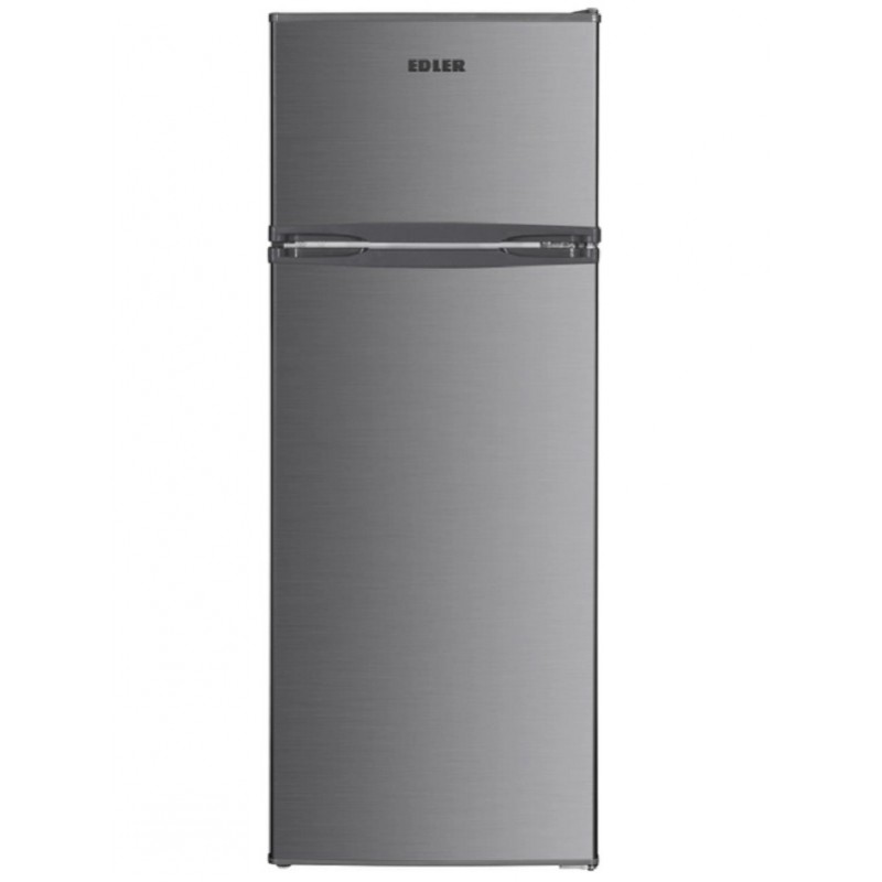 Холодильник Edler ED-285DIX, Inox, двокамерний, з верхньою мор. камерою, загальний об'єм 209L, корисний об'єм 169L/40L, механічне керування, A+, 143x55x55см
