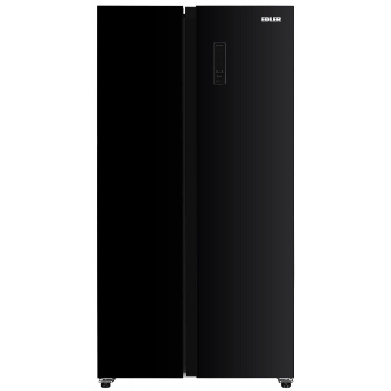 Холодильник Side by side Edler ED-450NBG, Black, No frost, загальний об'єм 436L, корисний об'єм 291L/145L, дисплей, електронне керування, LED освітлення, суперзаморожування, режим "відпустка", А+, 177x91x59см