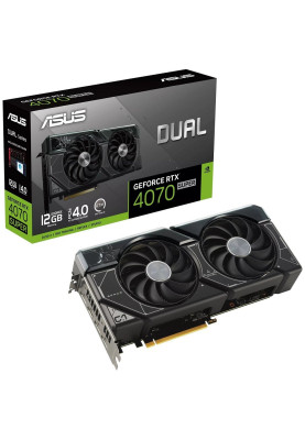 Відеокарта GeForce RTX 4070 SUPER, Asus, DUAL, 12Gb GDDR6X, 192-bit, HDMI/3xDP, 2475/21000 MHz, 16-pin (DUAL-RTX4070S-12G)