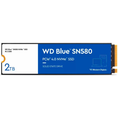 Твердотільний накопичувач SSD 2Tb, Western Digital Blue SN580, PCI-E 4.0 x4, M.2 2280, 3D TLC, 4150/4150 МБ/с (WDS200T3B0E)