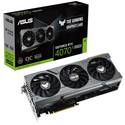 Відеокарта GeForce RTX 4070 Ti SUPER, Asus, TUF GAMING OC, 16Gb GDDR6X, 256-bit, 2xHDMI/3xDP, 2670/21000 MHz, 16-pin (TUF-RTX4070TIS-O16G-GAMING)