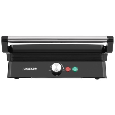 Електрогриль Ardesto GH-1800MB, Black/Silver, 1800W, механічне керування, антипригарне покриття, знімний лоток для збирання олії, регулювання температури, можливість приготування в відкритому положенні