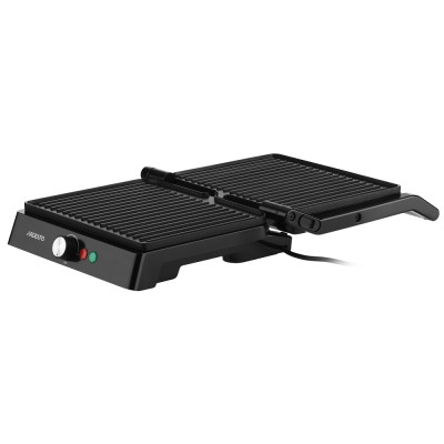 Електрогриль Ardesto GH-1800MB, Black/Silver, 1800W, механічне керування, антипригарне покриття, знімний лоток для збирання олії, регулювання температури, можливість приготування в відкритому положенні