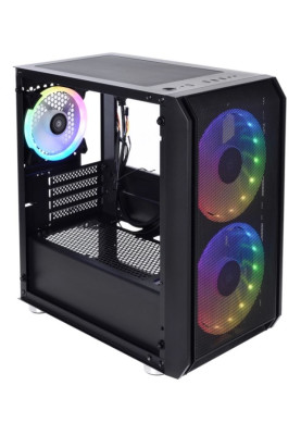 Корпус Qube NEPTUNE mini Black, без БЖ, Mini Tower, Mini ITX, microATX, 1хUSB 3.0, 2хUSB 2.0, 2x160 мм ARGB LED, 1x120 мм ARGB LED, 420x210x350 мм, 3 кг (QB08N_FCNU3)
