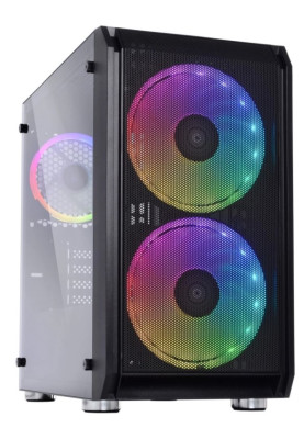Корпус Qube NEPTUNE mini Black, без БЖ, Mini Tower, Mini ITX, microATX, 1хUSB 3.0, 2хUSB 2.0, 2x160 мм ARGB LED, 1x120 мм ARGB LED, 420x210x350 мм, 3 кг (QB08N_FCNU3)