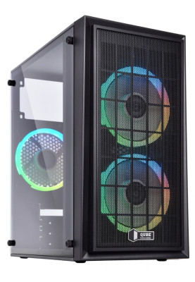Корпус Qube QBC01 Black, без БЖ, Mini Tower, Mini ITX, microATX, 2хUSB 3.0, 3x120 мм RGB LED, 290x185x350 мм, 2.9 кг (QBC01_FCNU3)