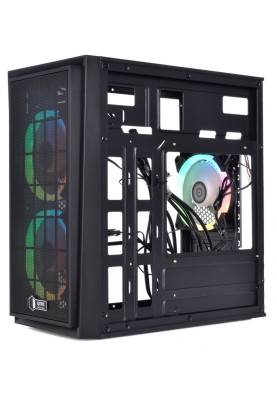 Корпус Qube QBC01 Black, без БЖ, Mini Tower, Mini ITX, microATX, 2хUSB 3.0, 3x120 мм RGB LED, 290x185x350 мм, 2.9 кг (QBC01_FCNU3)