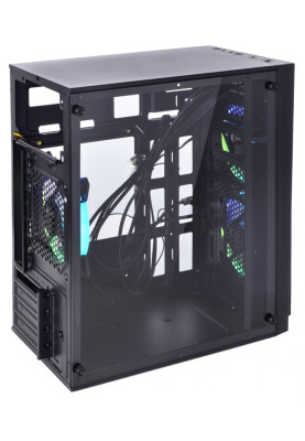 Корпус Qube QBC01 Black, без БЖ, Mini Tower, Mini ITX, microATX, 2хUSB 3.0, 3x120 мм RGB LED, 290x185x350 мм, 2.9 кг (QBC01_FCNU3)
