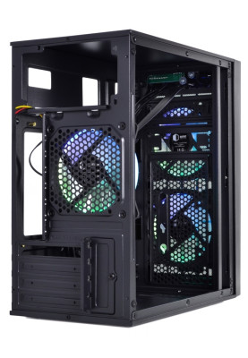 Корпус Qube QBC01 Black, без БЖ, Mini Tower, Mini ITX, microATX, 2хUSB 3.0, 3x120 мм RGB LED, 290x185x350 мм, 2.9 кг (QBC01_FCNU3)