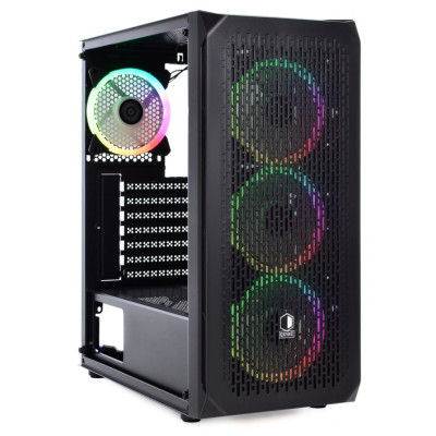 Корпус Qube SHADOW RGB Black, без БЖ, Midi Tower, ATX, Mini ITX, microATX, 2хUSB 3.0, 390x200x449 мм, 4.82 кг (SHADOW_FCNU3)