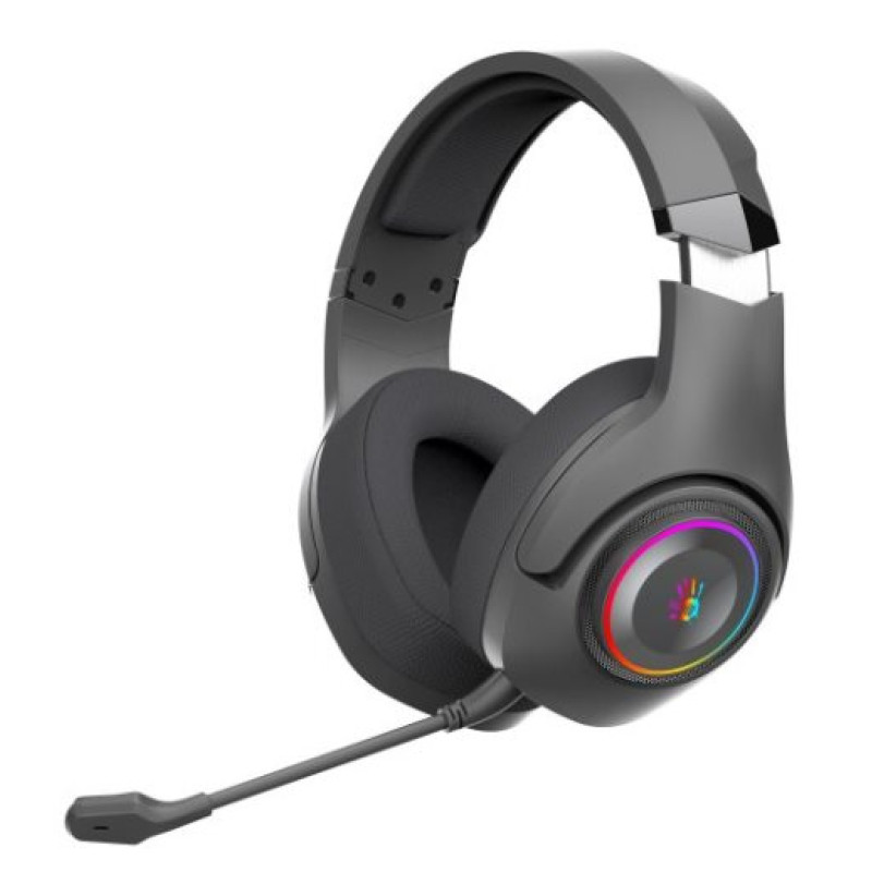 Навушники бездротові Bloody GR270 Black ігрові, мікрофон, RGB підсвічування, Bluetooth + 2.4GHz + 3.5 jack
