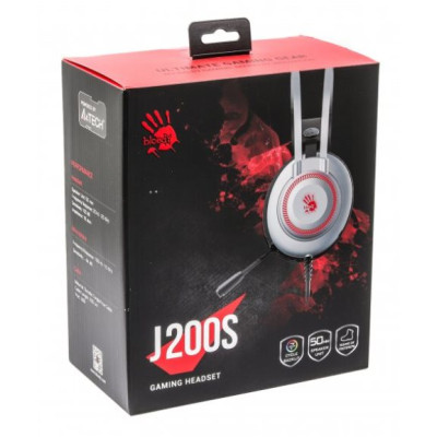 Навушники Bloody J200S Silver/Grey ігрові, мікрофон, неонове підсвічування 7 кольорів, USB, 1.8м